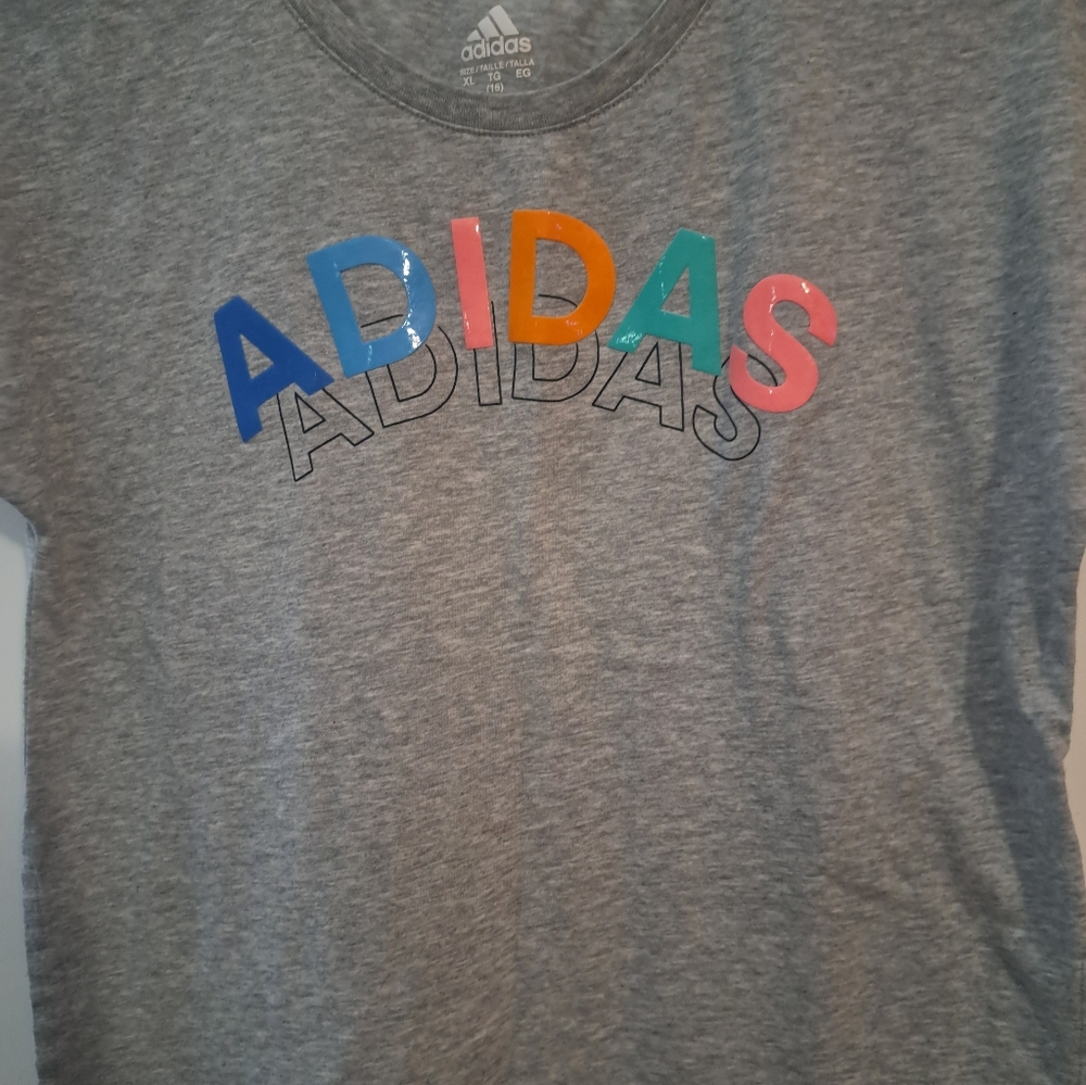 Adidas Gray T-Shirt with Colorful Logo